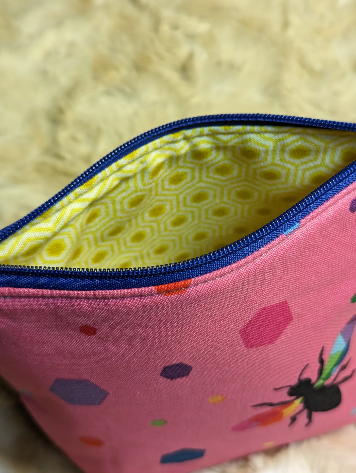 Bee Zipper Pouch - Blue