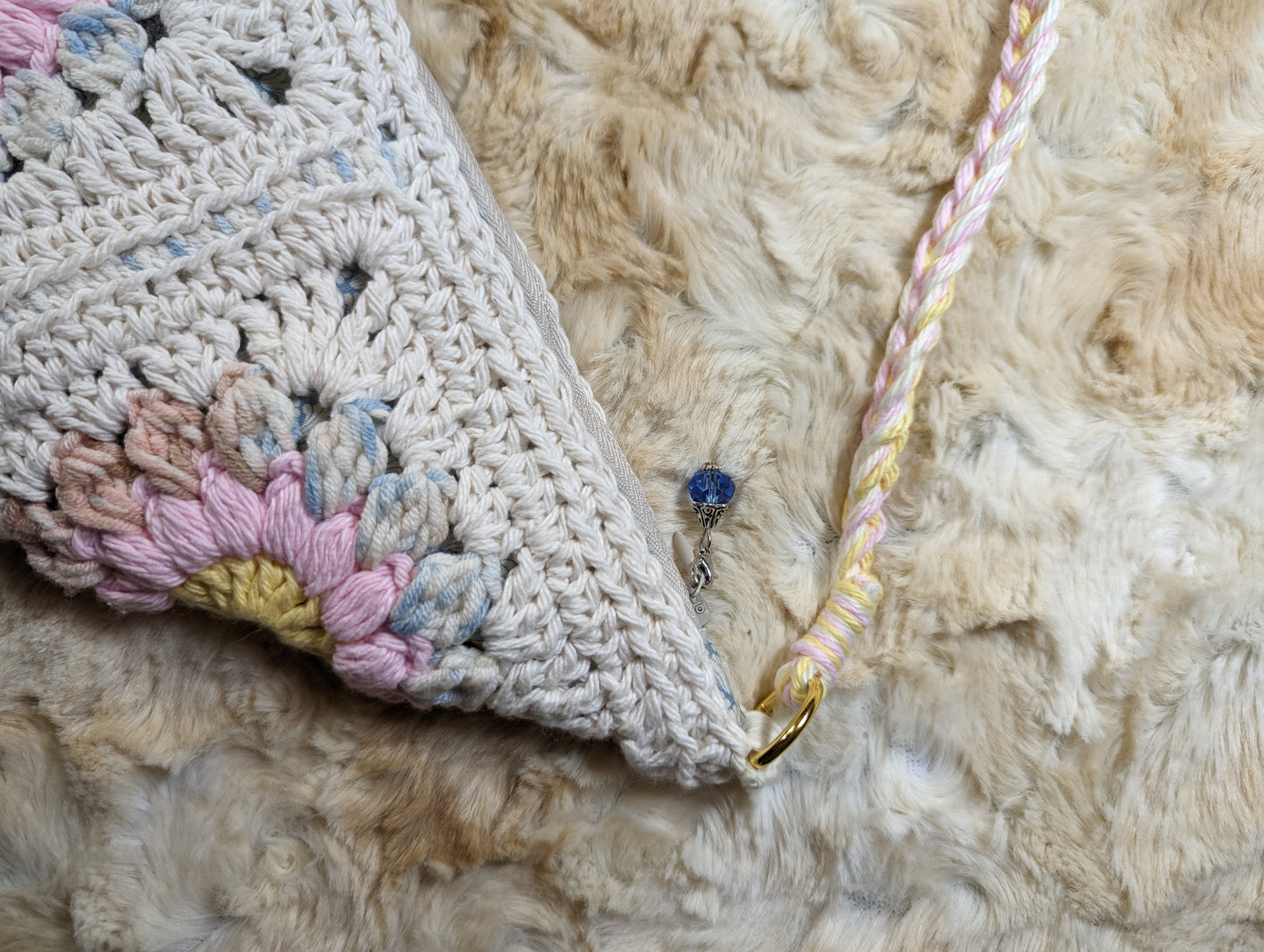 BOHO BUM BAG - Off White, pink, yellow, blue.